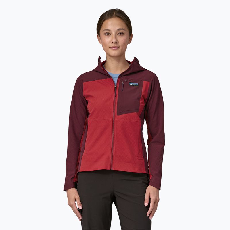 Dámská softshellová bunda Patagonia R1 CrossStrata Hoody touring red