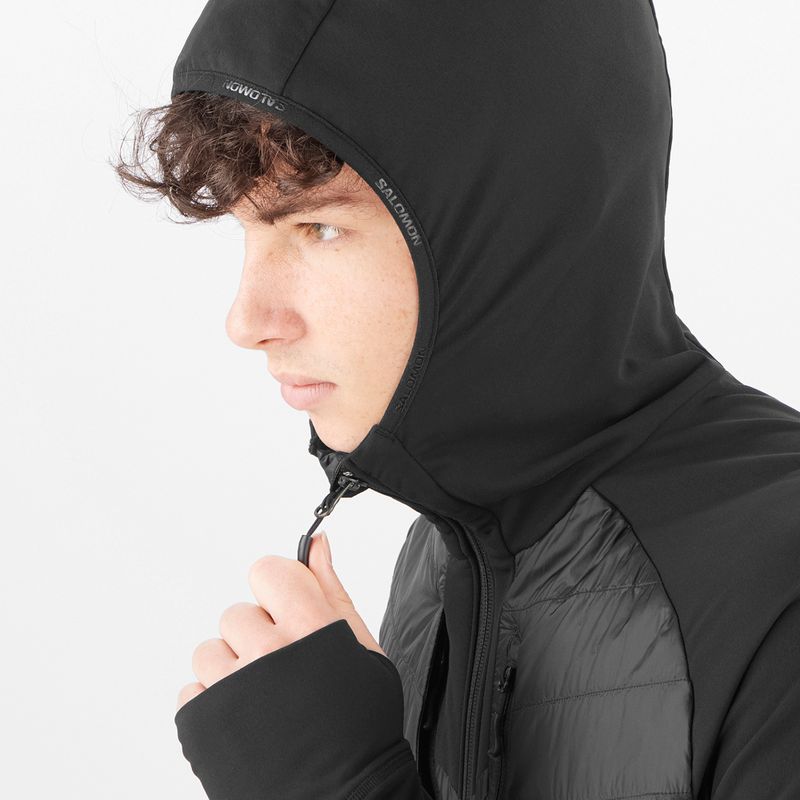 Pánská hybridní bunda Salomon Elixir Hybrid Hoodie Insulated deep black 3