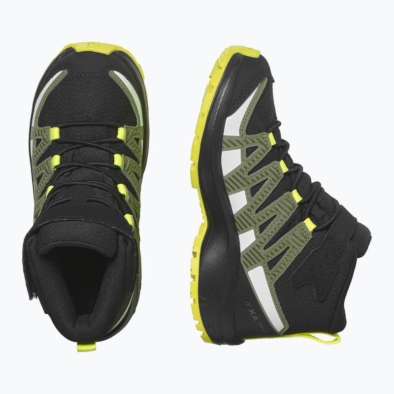 Dětské trekové boty Salomon Xa Pro V8 Mid CSWP black/deep lichen green/safety yellow 6