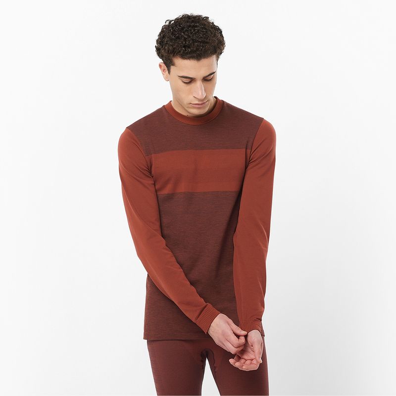 Pánské termo tričko Longsleeve Salomon Essential Wool rum raisin 