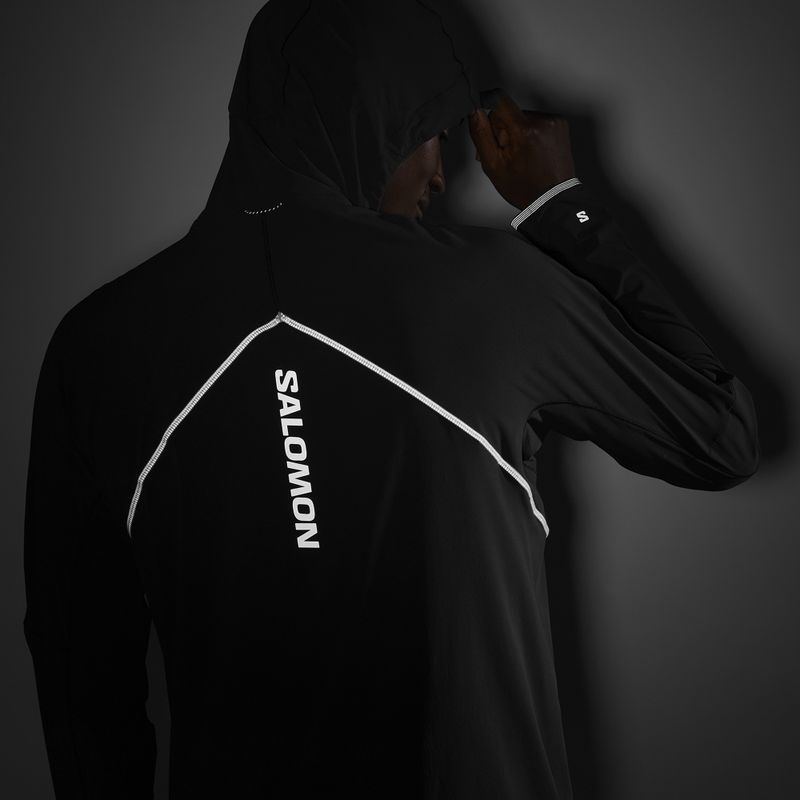 Pánská běžecká mikina Salomon Sense Aero Hybrid Half Zip Hooded deep black 6