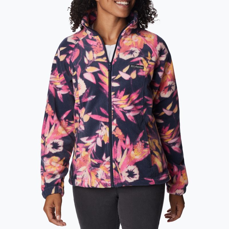 Dámská fleecová mikina Columbia Benton Springs Printed Fleece růžovo-tmavě modrá 2021771