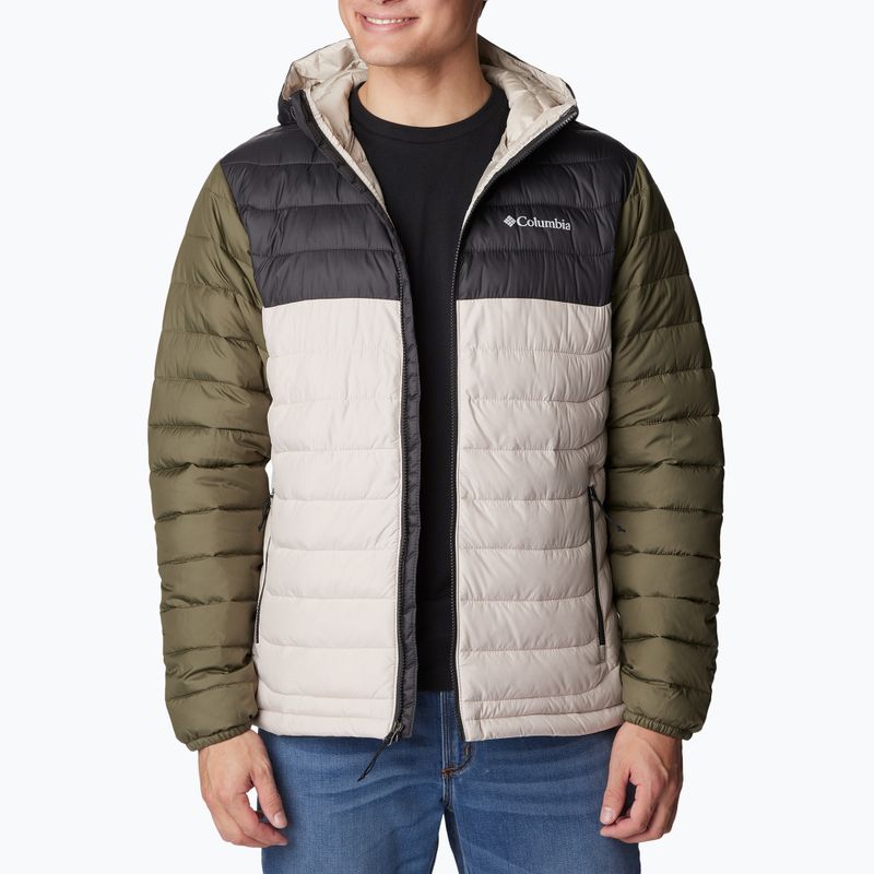 Pánská péřová bunda Columbia Powder Lite s kapucí dark stone/shark/stone green