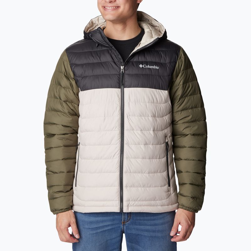 Pánská péřová bunda Columbia Powder Lite s kapucí dark stone/shark/stone green 4