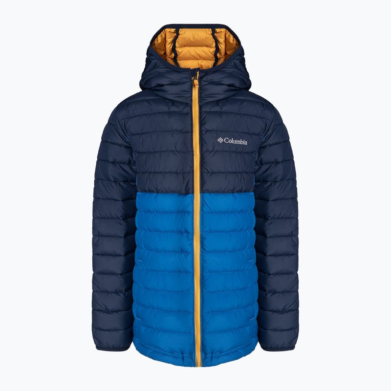 Dětská péřová bunda Columbia Powder Lite s kapucí bright indigo/collegiate navy