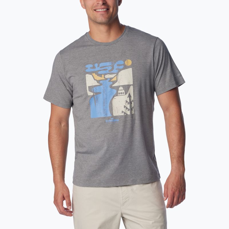 Columbia pánské trekové tričko Sun Trek Short city grey heather/simple gorge