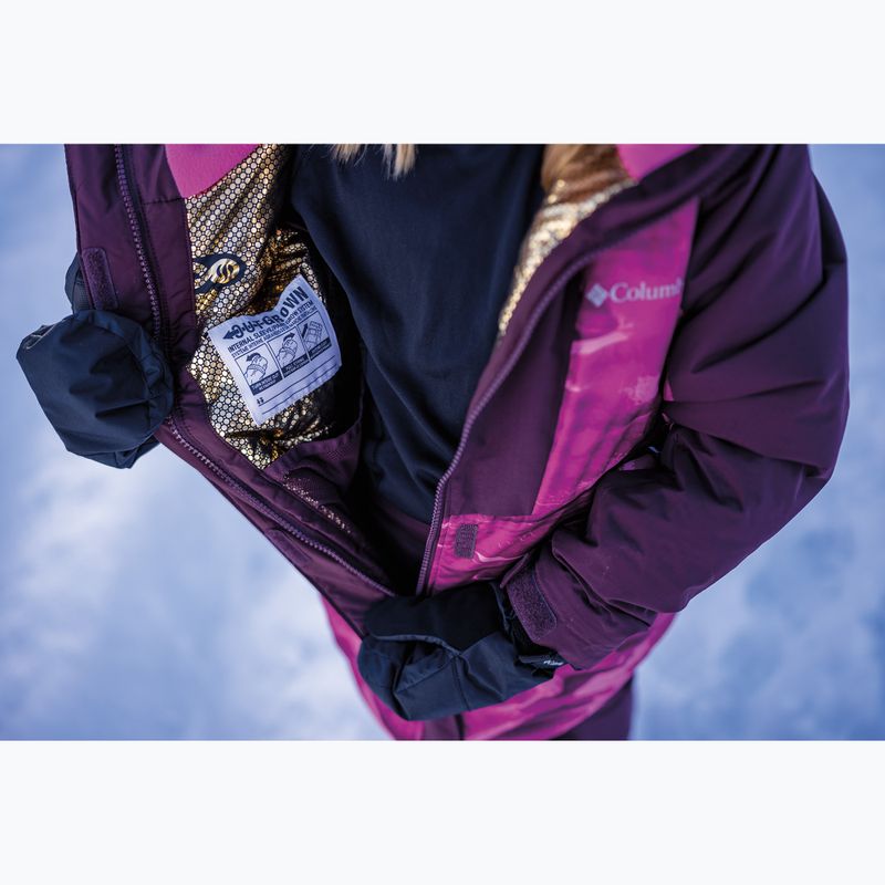 Columbia Mighty Mogul III Print pink ice windblown/ moonvista dětská lyžařská bunda 6