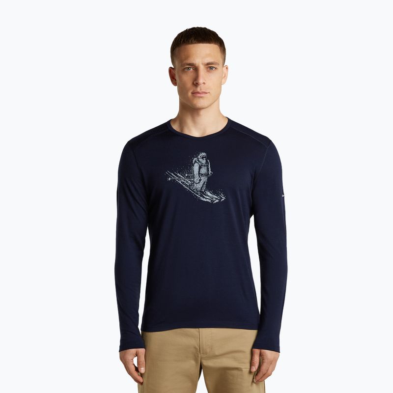 Pánské tričko Longsleeve icebreaker Merino 200 Oasis Crewe SkiingYeti midnight navy