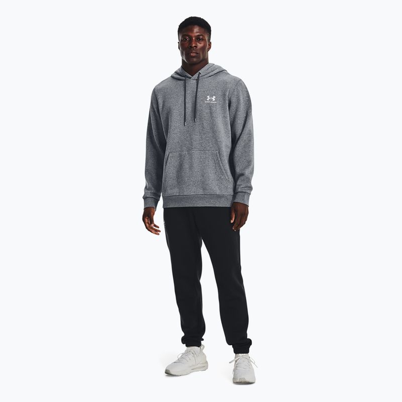 Pánská mikina Under Armour Essential Fleece Hoodie pitch gray medium heather/white 2