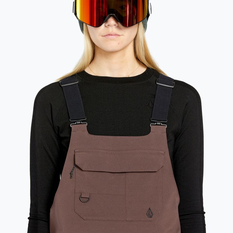 Dámské snowboardové kalhoty Volcom Creston 3D Stretch Bib Overall mahogany 5