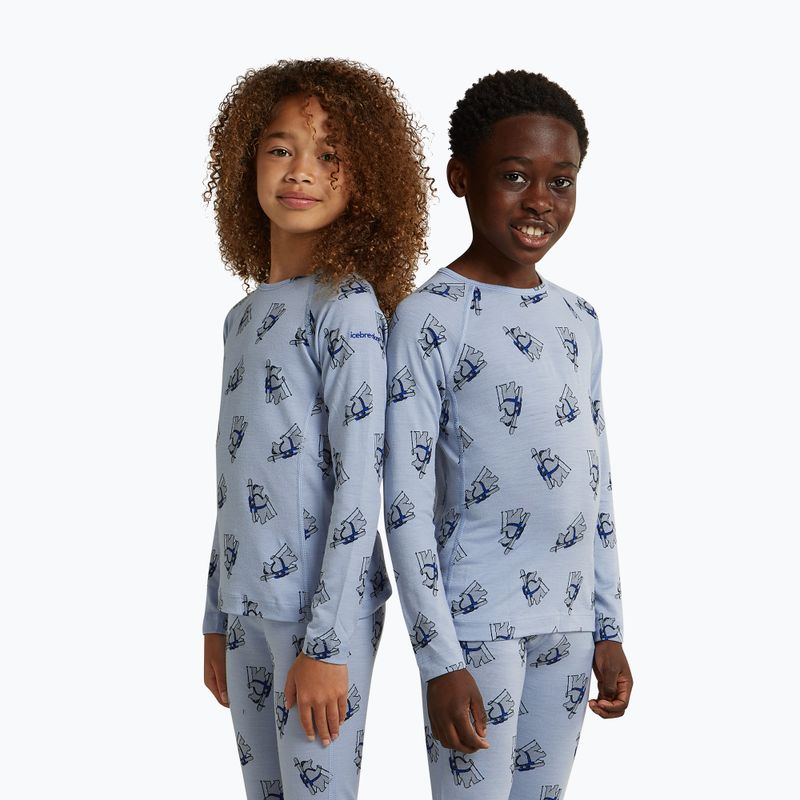 Dětská termo mikina Icebreaker Merino 200 Oasis Crewe Bear Tour Zinc Blue/Aop 2