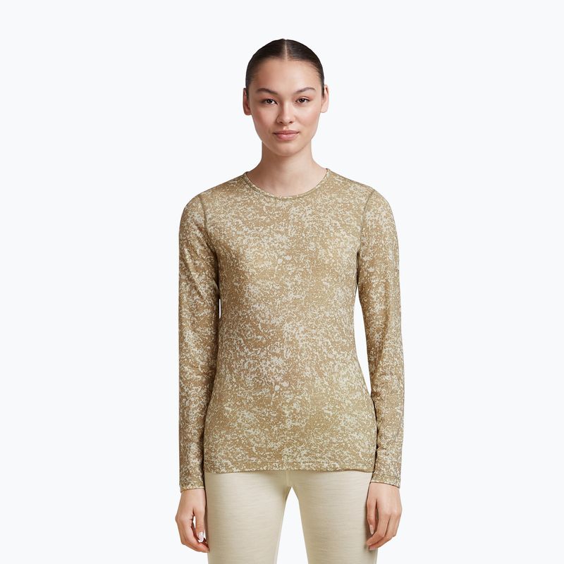 Dámské tričko Longsleeve icebreaker Merino 200 Oasis Crewe Moss Bloom cumin/undyed/aop