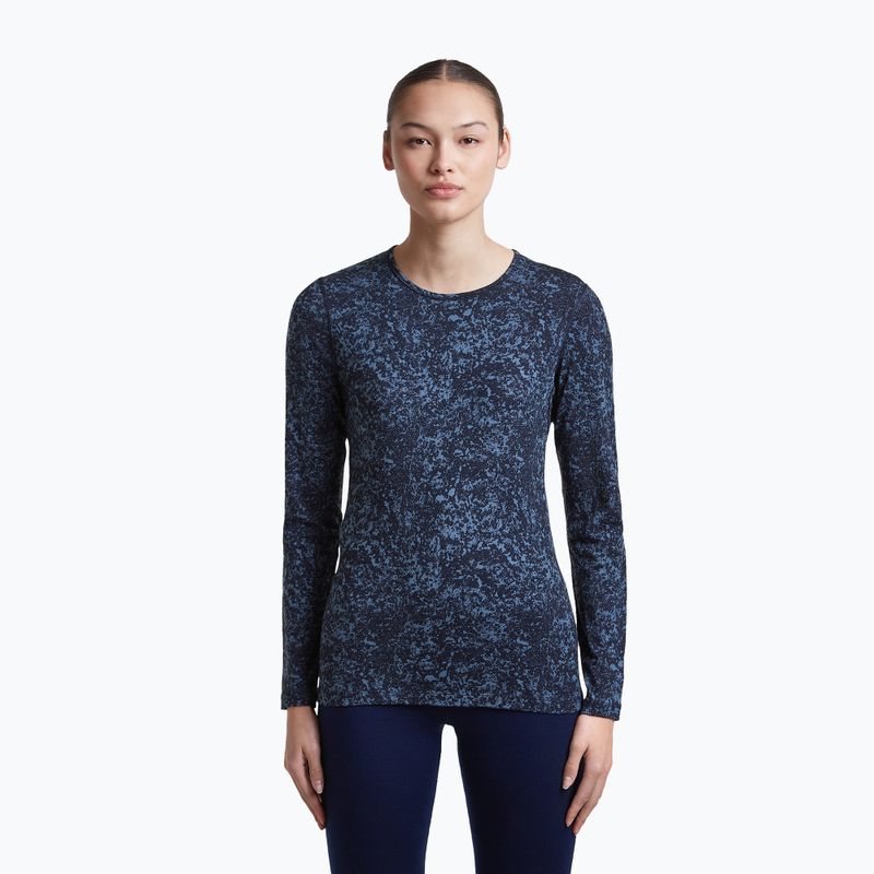 Dámské tričko Longsleeve icebreaker Merino 200 Oasis Crewe Moss Bloom navy/dawn/aop