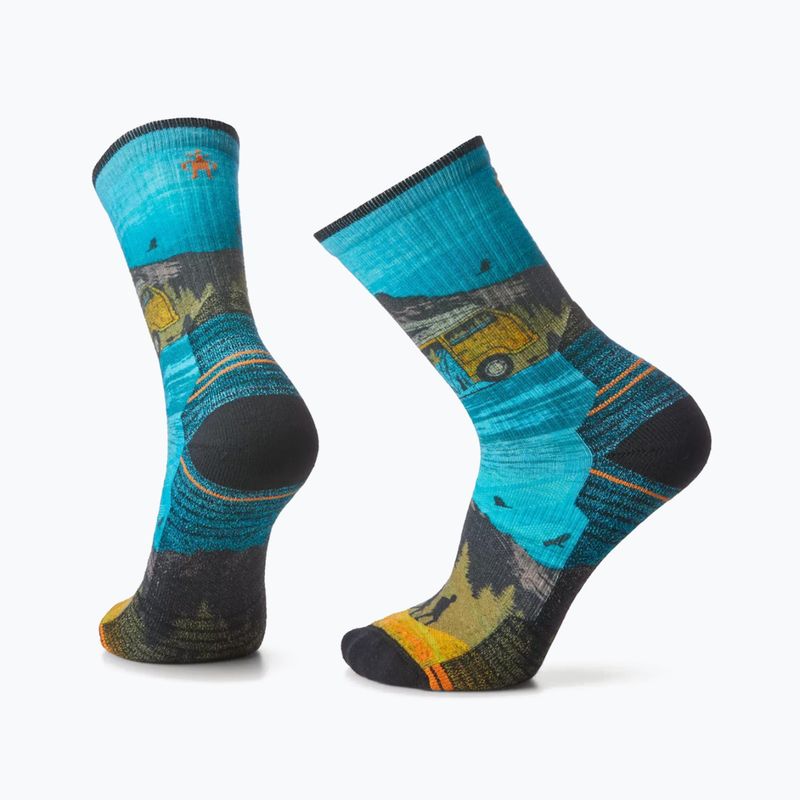Smartwool Hike Light Cushion Great Excursion Print Crew trekové ponožky modré/žluté SW001987150 4