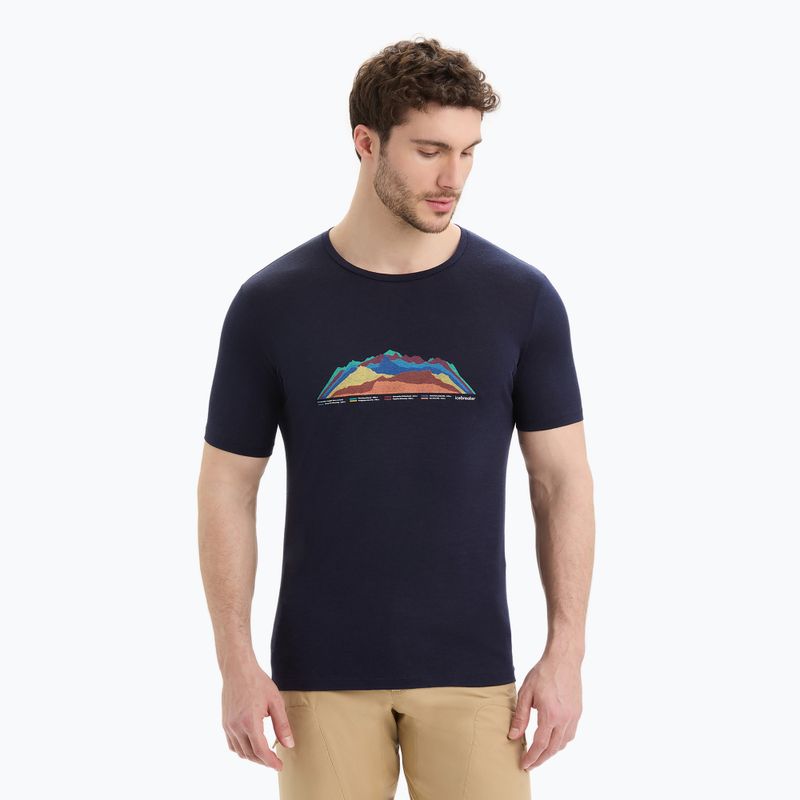 Pánské termo tričko Icebreaker Tech Lite II 7 Mountain Tops navy blue IB0A56VE4011