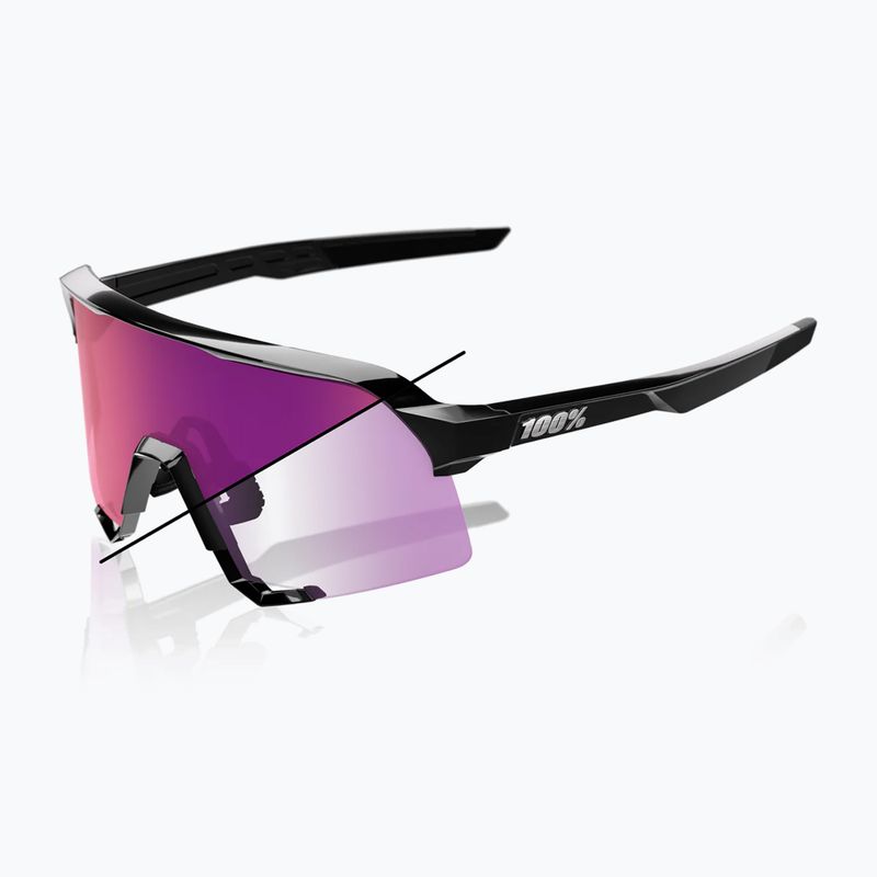 Sluneční brýle 100% S3 LE gloss black/purple flash mirror photochromic