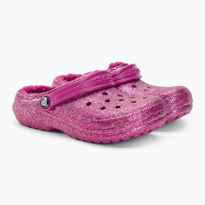 Dětské žabky Crocs Classic Lined Glitter Clog fuchsia fun/multi 5