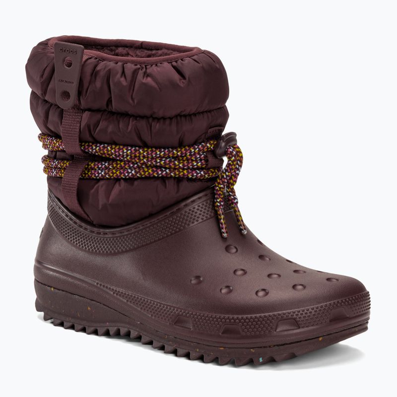 Dámské sněhule Crocs Classic Neo Puff Luxe dark cherry