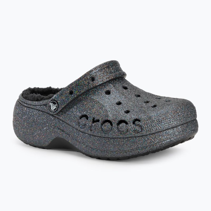 Dámské nazouváky  Crocs Baya Platform Lined Glitter Clog black giltter