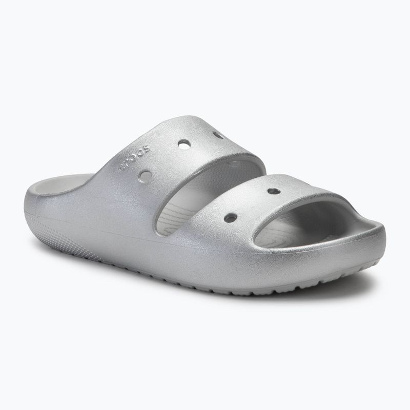 Žabky Crocs Classic Metallic Sandal V2 stříbrné