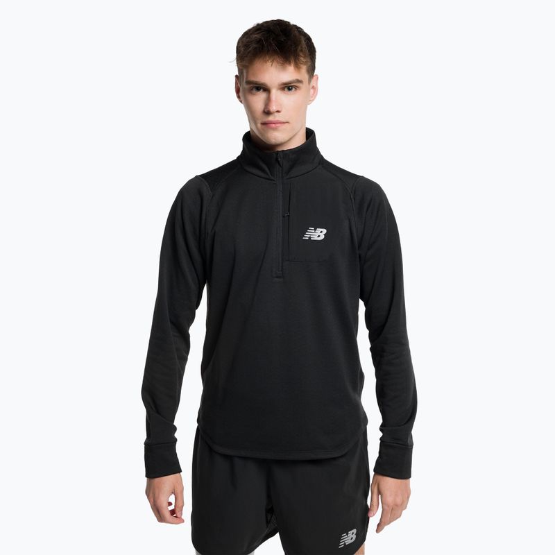Pánské tričko New Balance Top NB Heat Grid Half Zip černé NBMT23252BK