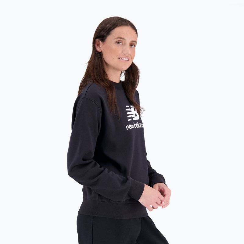 Bluza treningowa damska New Balance Essentials Stacked Logo French Terry Hoodie černá NBWT31533 4