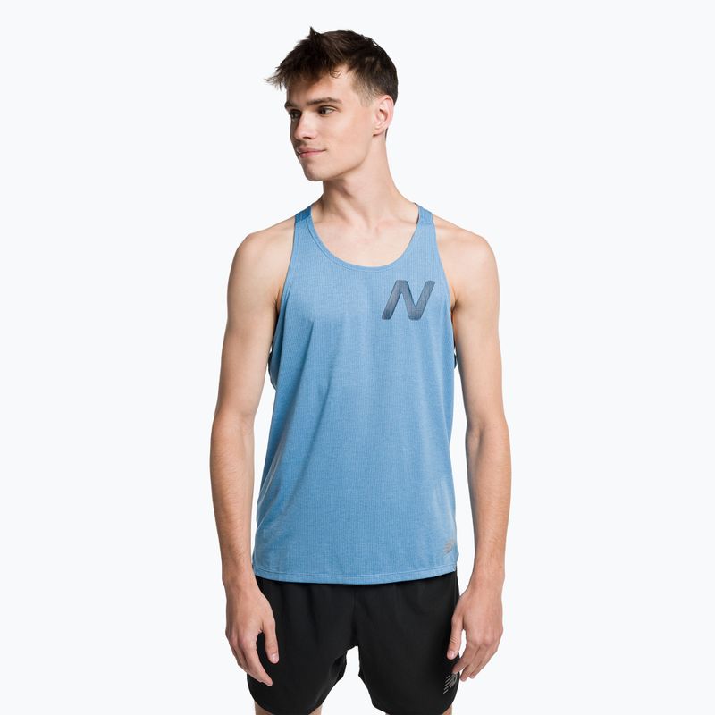 Pánské běžecké tílko New Balance Graphic Impact Run Singlet modré MT21276HBT