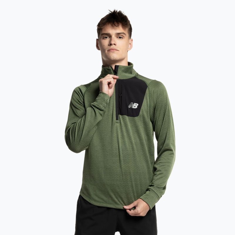 Pánské tričko New Balance Top NB Heat Grid Half Zip šedé NBMT23252DO1