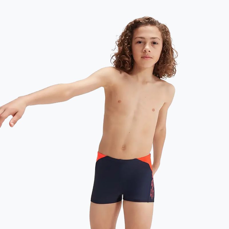 Speedo Hyper Boom Logo Splice dětské plavecké kalhotky navy/orange 8
