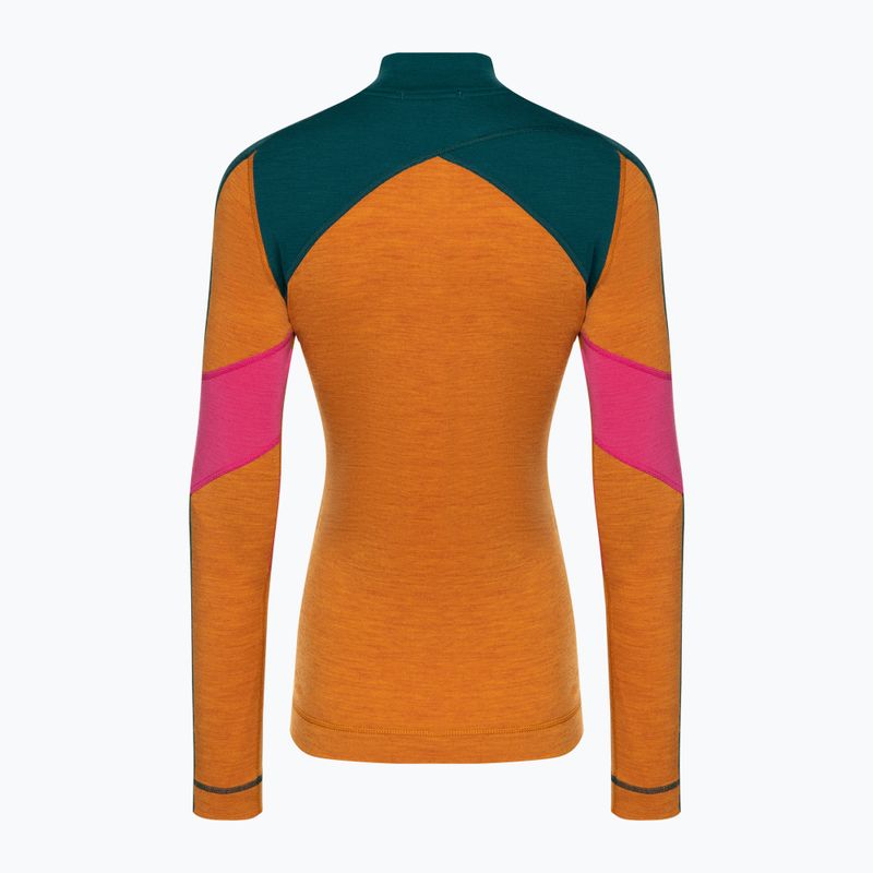 Dámské termo tričko longsleeve Smartwool Merino Baselayer Colorblock 1/4 Zip Boxed marmalade 4