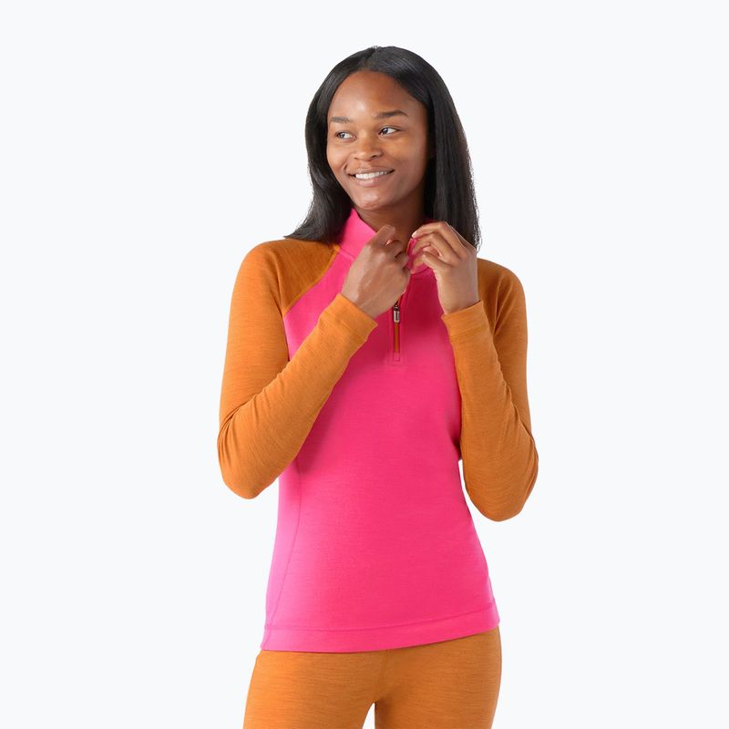 Dámské termo tričko longsleeve Smartwool Classic Thermal Merino Baselayer 1/4 Zip Boxed power pink