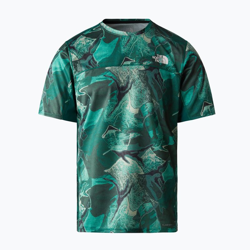 Pánské běžecké tričko The North Face Sunriser SS lichen teal camo s výšivkou a potiskem