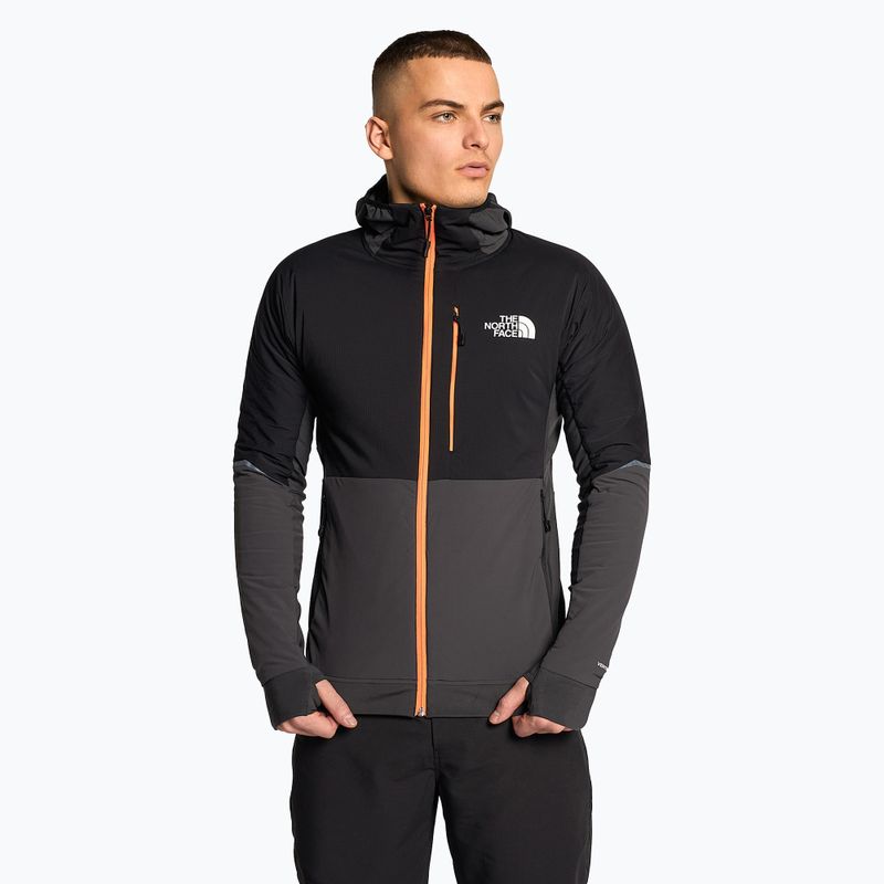 Pánská lyžařská bunda The North Face Dawn Turn Hybrid Ventrix Hoodie asphalt grey/black/shocking orange