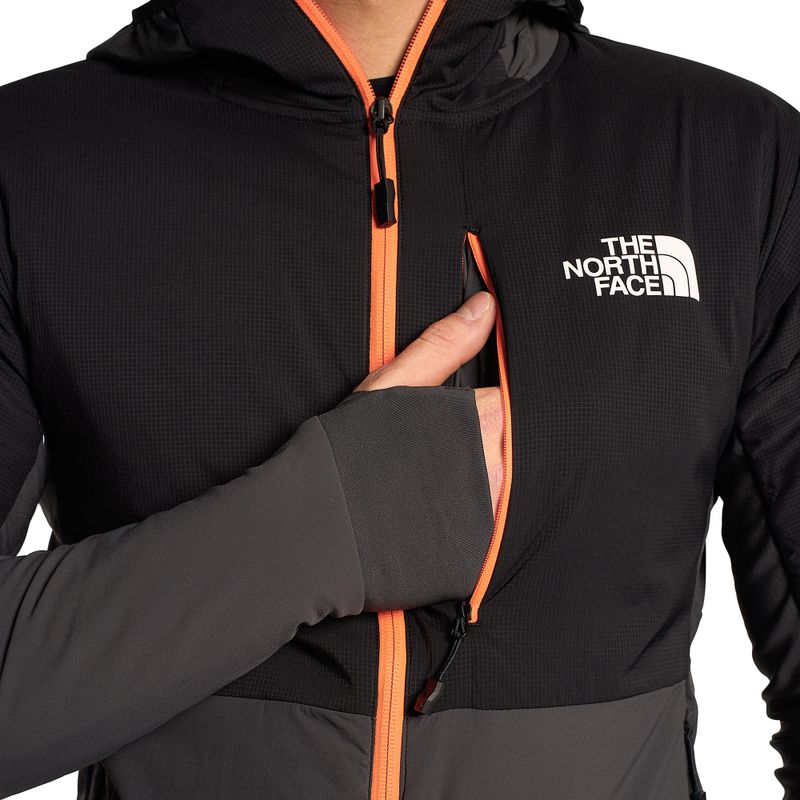 Pánská lyžařská bunda The North Face Dawn Turn Hybrid Ventrix Hoodie asphalt grey/black/shocking orange 4