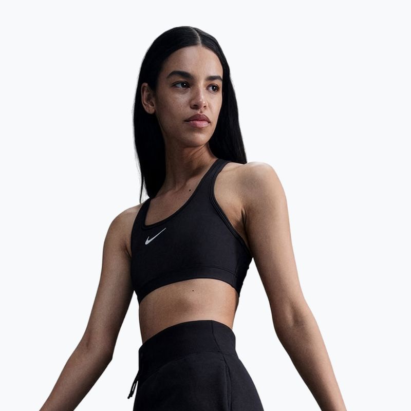 Tréninková podprsenka Nike Swoosh Medium Support černá/bílá