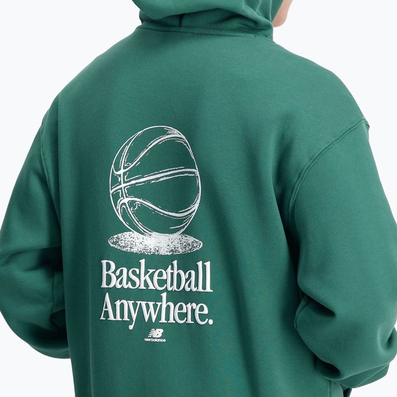 Pánská mikina New Balance Hoops Fleece Hoodie team forest green 4