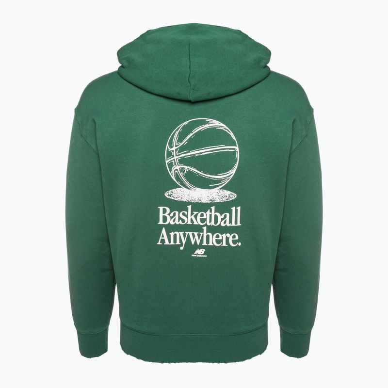 Pánská mikina New Balance Hoops Fleece Hoodie team forest green 6