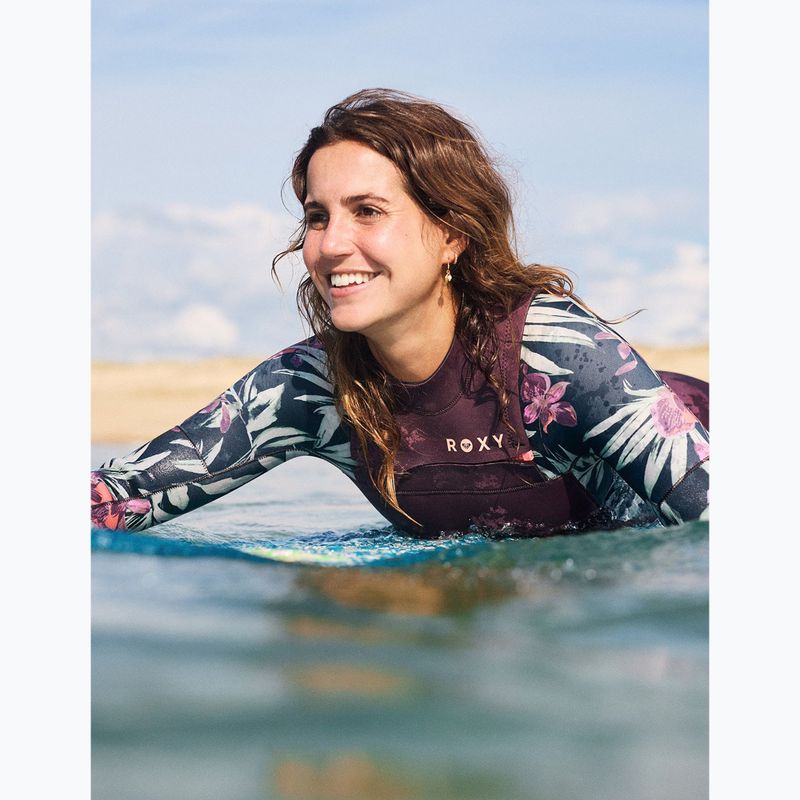 Dámský plavecký neopren ROXY 4/3 mm Swell Natural Front Zip black multi 9