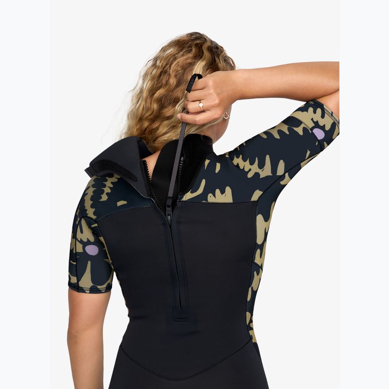 Dámský plavecký neopren ROXY 2.0 mm Swell Natural Back Zip SS Springsuit black floral 4