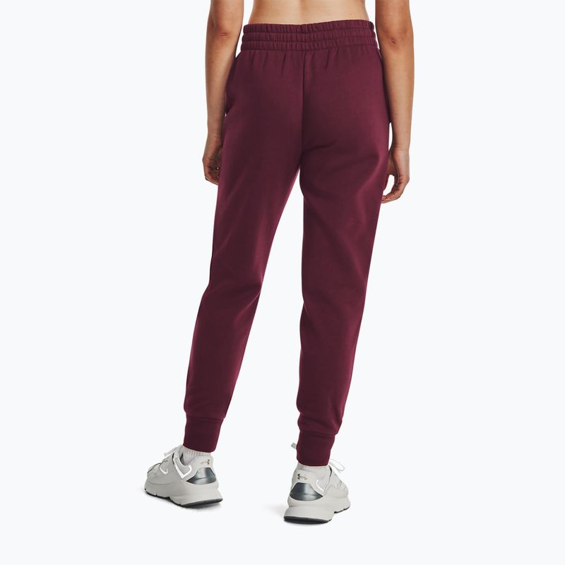 Dámské kalhoty Under Armour Rival Fleece dark maroon/white 3