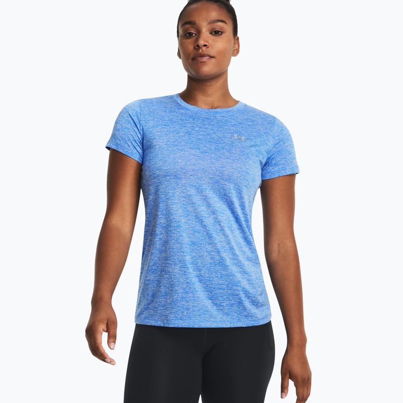 Dámské tréninkové tričko Under Armour Tech SSC voda/bílá/metalická stříbrná
