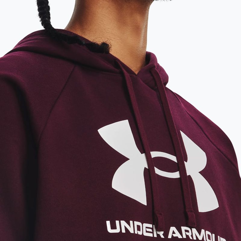 Pánská mikina Under Armour Rival Fleece Logo HD s kapucí tmavě bordó/bílá 3