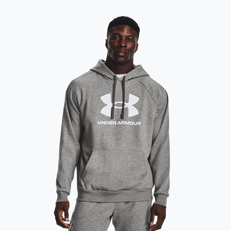 Pánská mikina Under Armour Rival Fleece Logo HD castlerock light heather/white