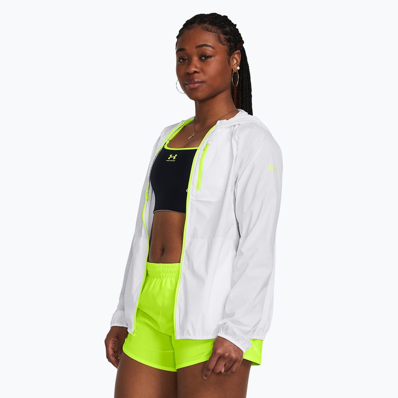 Dámská běžecká bunda Under Armour Phantom Windbreaker white/high-vis yellow/high-vis yellow