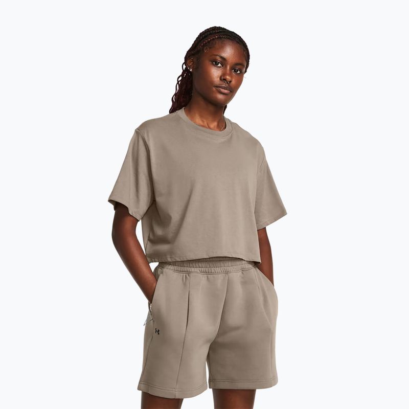 Dámské tričko  Under Armour Campus Boxy Crop taupe dusk/black