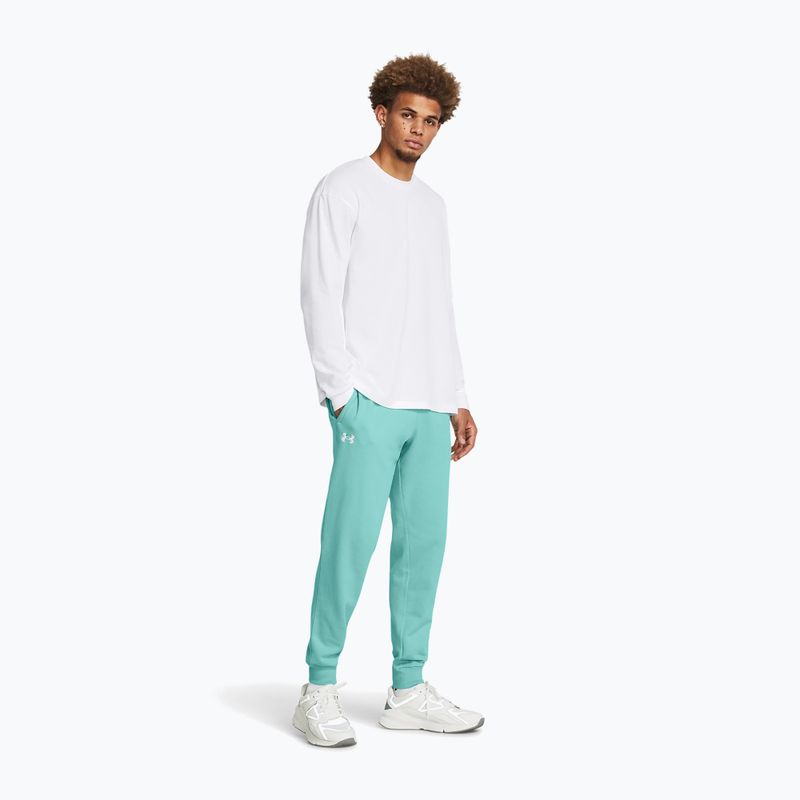 Pánské kalhoty  Under Armour Rival Fleece Joggers radial turquoise/white 2