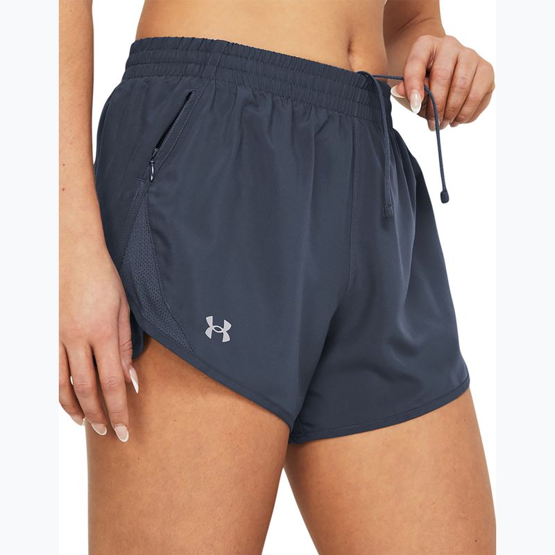 Dámské běžecké šortky Under Armour Fly By 3" downpour gray / downpour gray / reflective 4