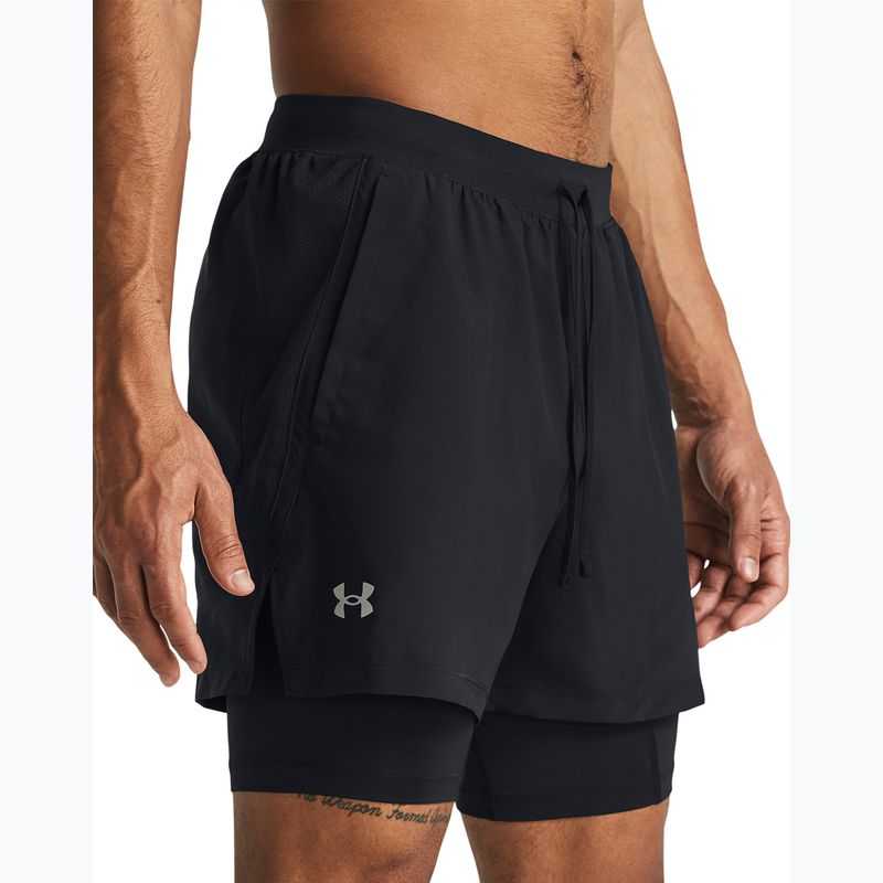 Pánské běžecké šortky Under Armour Launch 5" 2v1 black/black/reflective 4