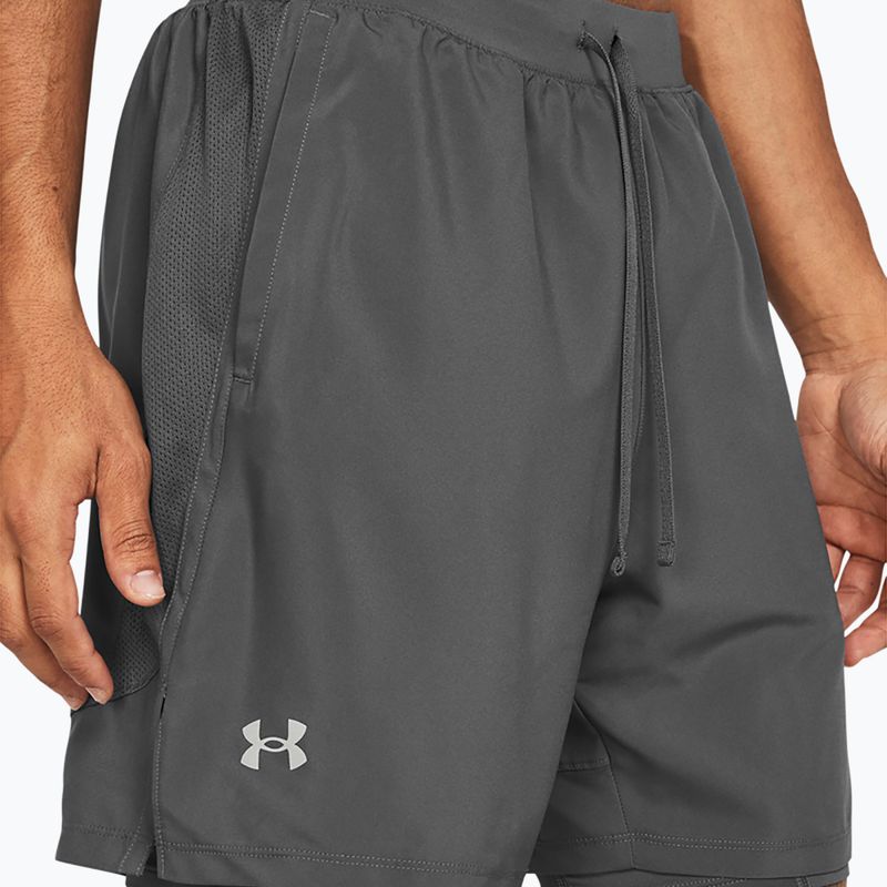 Pánské běžecké šortky Under Armour Launch 7" 2IN1 castlerock/castlerock/reflective 4