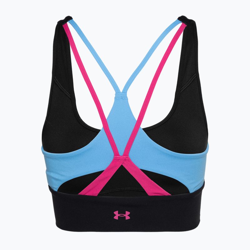 Sportovní podprsenka  Under Armour Project Rock LG Grind Sportlette black/viral blue/astro pink 2